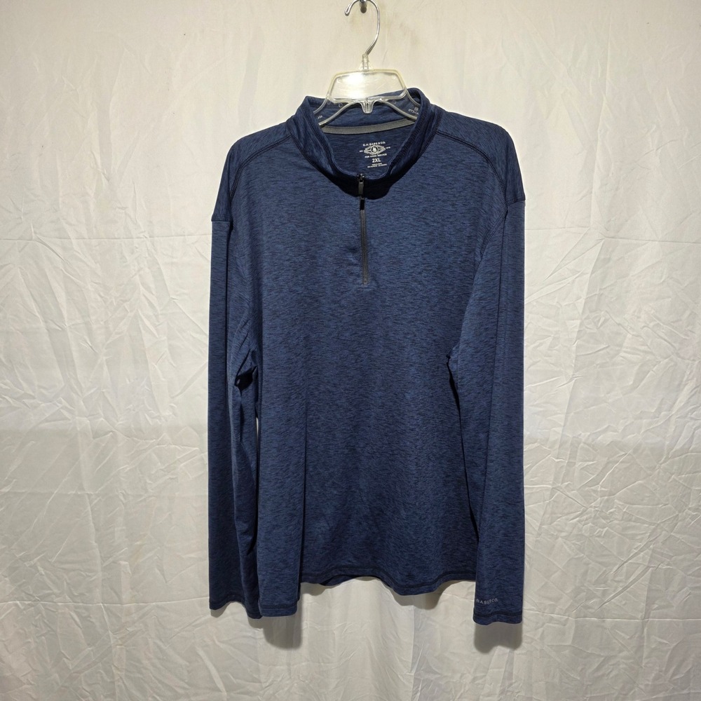 GH Bass Co Mens 2XL Blue Space Dye Quarter Zip Pullover Long Sleeve Shirt